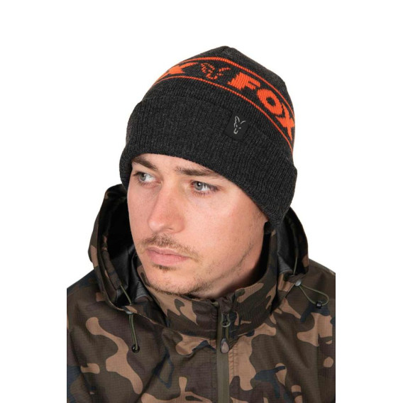 FOX Collection Beanie Black/Orange - pletená čiapka