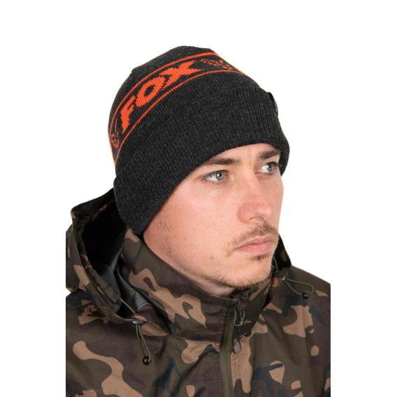 FOX Collection Beanie Black/Orange - pletená čiapka