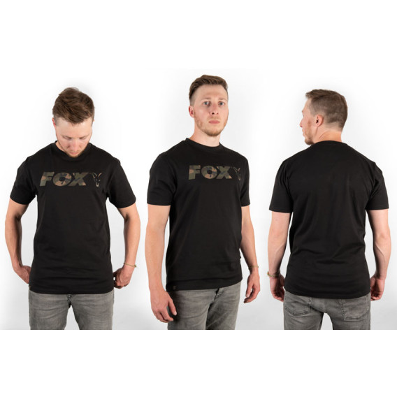 FOX Black/Camo Chest Print T-Shirt - tričko