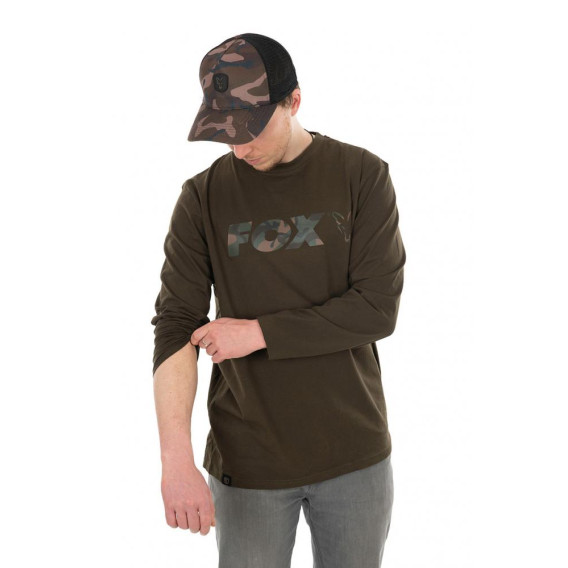 FOX Long Sleeve Khaki/Camo T-Shirt - nátelník