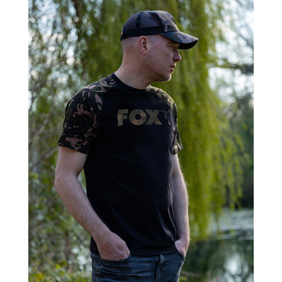 FOX Raglan T-Shirt Black/Camo - tričko