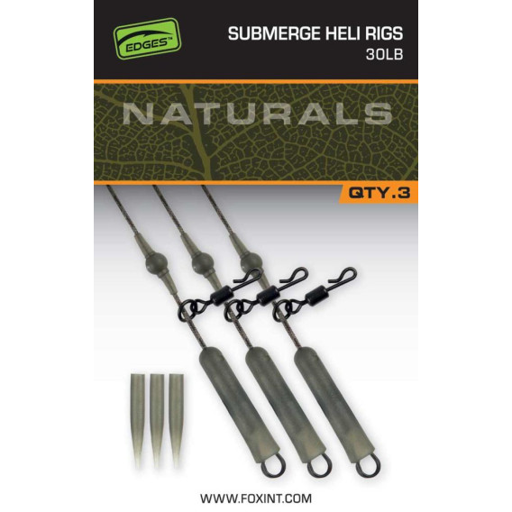 FOX Naturals Submerged Heli Rigs 30lb x3 - hotové montáže