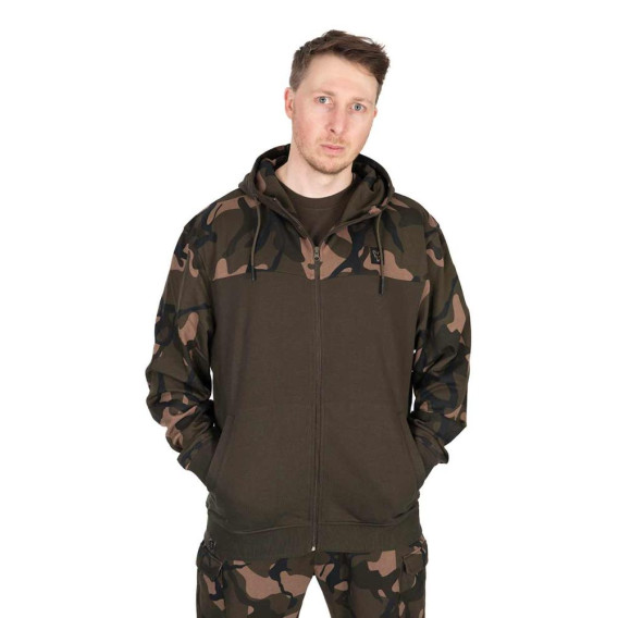 FOX LW Khaki/Camo Split Zip Hoody - mikina