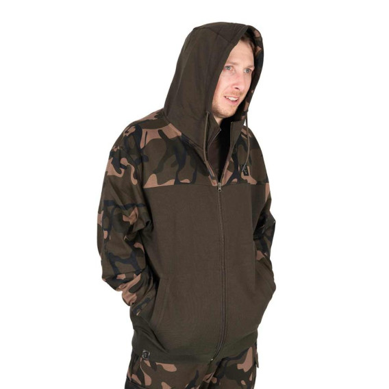 FOX LW Khaki/Camo Split Zip Hoody - mikina