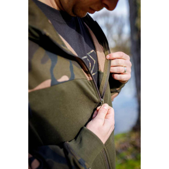 FOX LW Khaki/Camo Split Zip Hoody - mikina