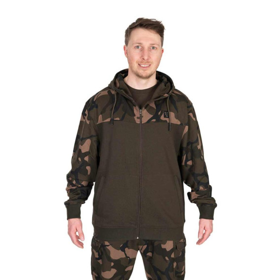 FOX LW Khaki/Camo Split Zip Hoody - mikina