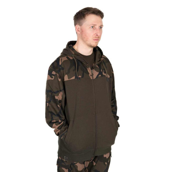 FOX LW Khaki/Camo Split Zip Hoody - mikina