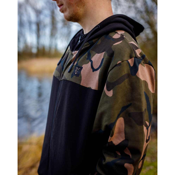 FOX LW BLack/Camo Split Zip Hoody - mikina