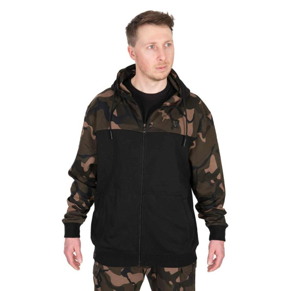 FOX LW BLack/Camo Split Zip Hoody - mikina