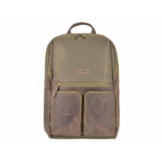 GREENBURRY Leder/Nylon Business Rucksack L - batoh