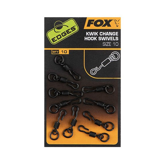 FOX EDGES Kwik Change Hook Swivels Size 10 - ronnie obratlíky 10ks