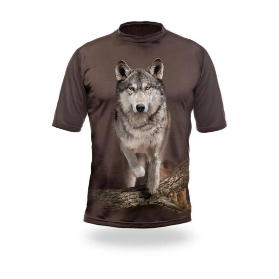 HILLMAN Wolf Runs 3D T-Shirt Oak - tričko