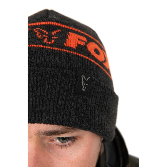 FOX Collection Beanie Black/Orange - pletená čiapka