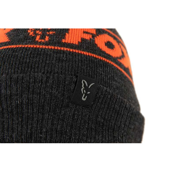 FOX Collection Bobble Black/Orange - pletená čiapka